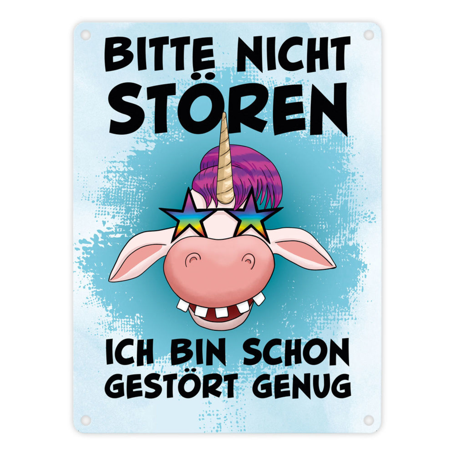 Bitte nicht stören ich bin schon gestört genug Einhorn Metallschild in