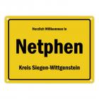 Herzlich willkommen in Netphen, Kreis Siegen-Wittgenstein Metallschild