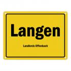 Ortsschild Langen (Hessen), Landkreis Offenbach Metallschild