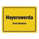 Ortsschild Hoyerswerda, Kreis Bautzen Metallschild