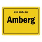 Viele Grüße aus Amberg, Oberpfalz, gelöscht Metallschild