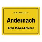 Herzlich willkommen in Andernach, Kreis Mayen-Koblenz Metallschild