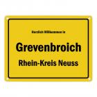 Herzlich willkommen in Grevenbroich, Rhein-Kreis Neuss Metallschild