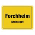 Ortsschild Forchheim, Oberfranken, Kreisstadt Metallschild