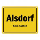 Ortsschild Alsdorf, Rheinland, Kreis Aachen Metallschild