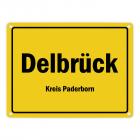 Ortsschild Delbrück, Kreis Paderborn Metallschild