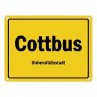 Ortsschild Cottbus, Universitätsstadt Metallschild