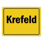 Ortsschild Krefeld, gelöscht Metallschild