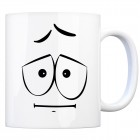 Tassengesichter Kaffeebecher mit niedergeschlagenes Gesicht Motiv