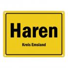 Ortsschild Haren (Ems), Kreis Emsland Metallschild