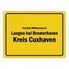 Herzlich willkommen in Langen bei Bremerhaven, Kreis Cuxhaven Metallschild