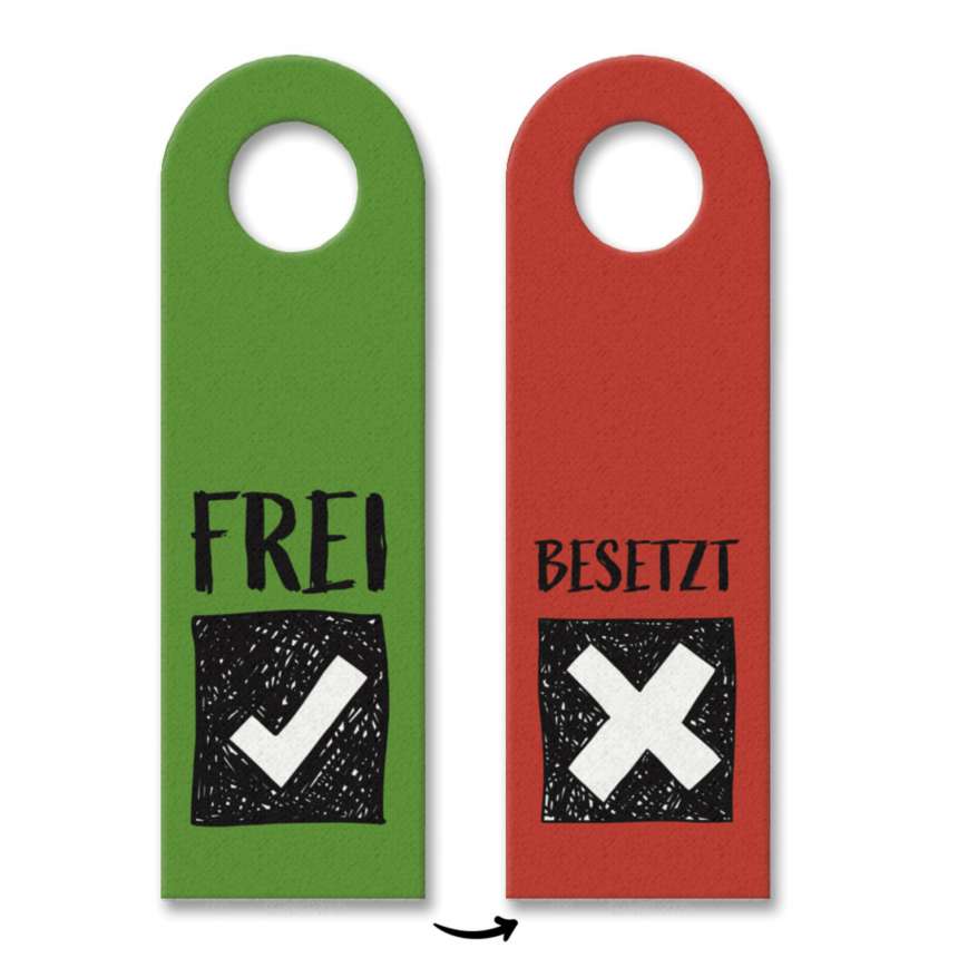 Frei oder Besetzt Türhänger mit Symbolen in GrünRot bei trendaffe.de