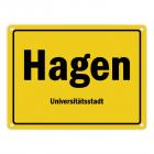 Ortsschild Hagen (Westfalen), Universitätsstadt Metallschild