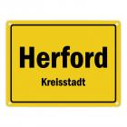 Ortsschild Herford, Kreisstadt Metallschild