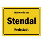 Viele Grüße aus Stendal, Kreisstadt Metallschild