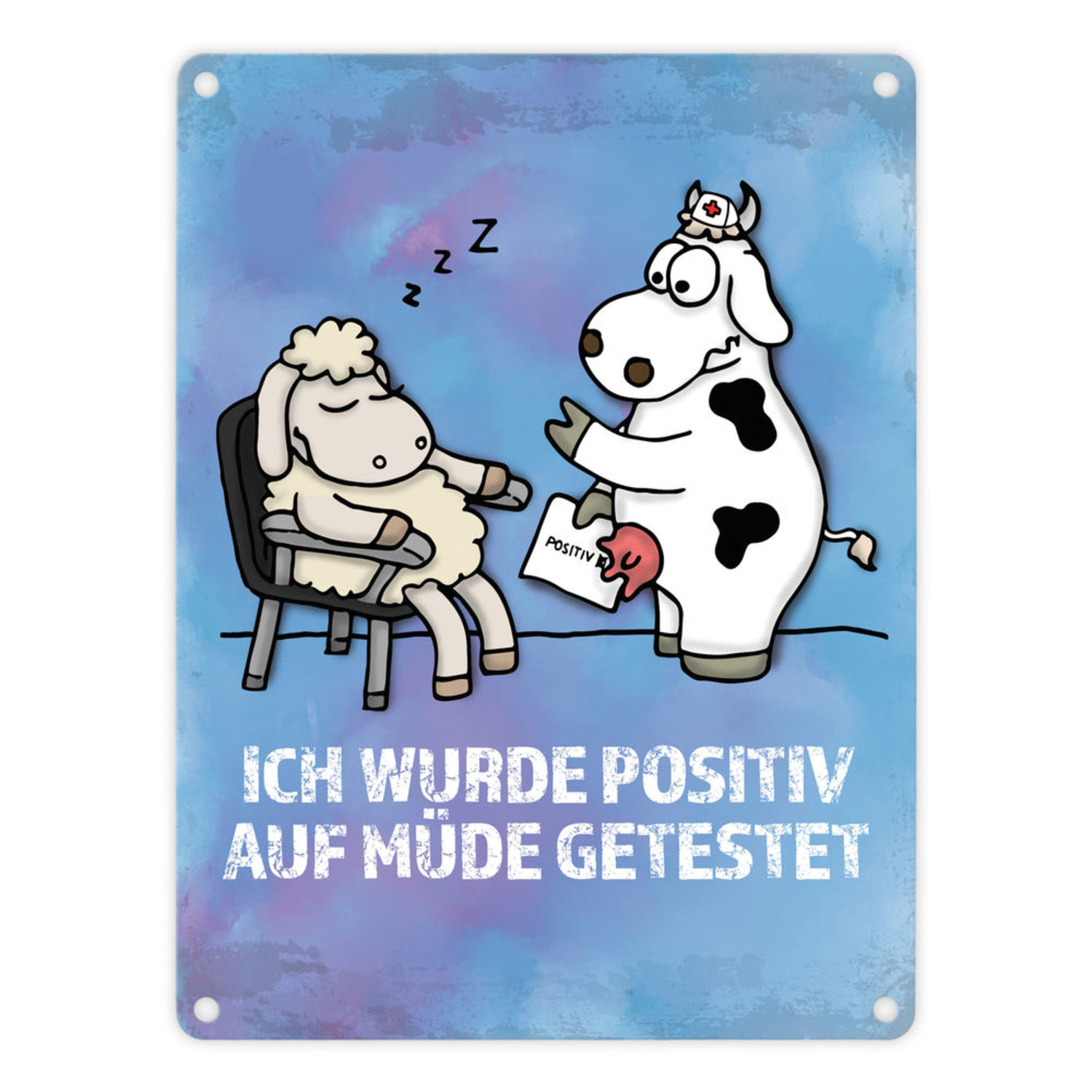 35+ Spruch muede , Metallschild mit Schaf und Kuh Motiv und Spruch Positiv auf Müde getestet bei trendaffe.de