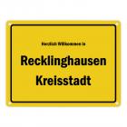 Herzlich willkommen in Recklinghausen, Kreisstadt Metallschild