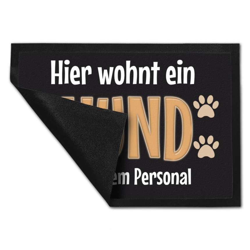 Fußmatte Hier wohnt ein Hund mit seinem Personal bei trendaffe.de