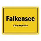 Ortsschild Falkensee, Kreis Havelland Metallschild