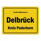 Herzlich willkommen in Delbrück, Kreis Paderborn Metallschild