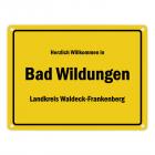 Herzlich willkommen in Bad Wildungen, Landkreis Waldeck-Frankenberg Metallschild