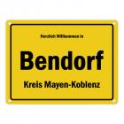 Herzlich willkommen in Bendorf, Rhein, Kreis Mayen-Koblenz Metallschild