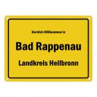 Herzlich willkommen in Bad Rappenau, Landkreis Heilbronn Metallschild