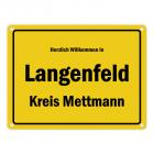 Herzlich willkommen in Langenfeld (Rheinland), Kreis Mettmann Metallschild
