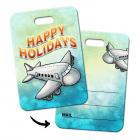 Flugzeug Gepäckanhänger mit Spruch: Happy Holidays