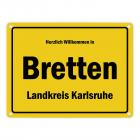 Herzlich willkommen in Bretten (Baden), Landkreis Karlsruhe Metallschild