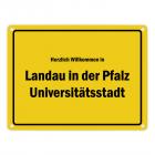 Herzlich willkommen in Landau in der Pfalz, Universitätsstadt Metallschild
