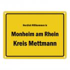 Herzlich willkommen in Monheim am Rhein, Kreis Mettmann Metallschild