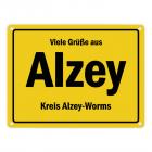 Viele Grüße aus Alzey, Kreis Alzey-Worms Metallschild