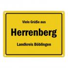 Viele Grüße aus Herrenberg (im Gäu), Landkreis Böblingen Metallschild