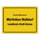 Herzlich willkommen in Mörfelden-Walldorf, Landkreis Groß-Gerau Metallschild
