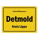 Herzlich willkommen in Detmold, Kreis Lippe Metallschild