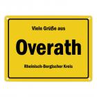 Viele Grüße aus Overath, Bergisches Land, Rheinisch-Bergischer Kreis Metallschild
