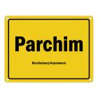 Ortsschild Parchim, Mecklenburg-Vorpommern Metallschild