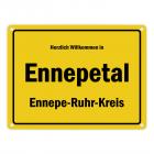 Herzlich willkommen in Ennepetal, Ennepe-Ruhr-Kreis Metallschild