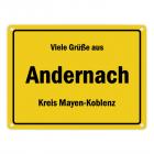 Viele Grüße aus Andernach, Kreis Mayen-Koblenz Metallschild