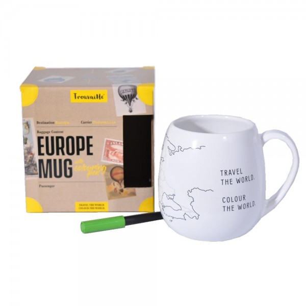 Trouvaille Europa Xl Kaffeebecher Mit Keramikstift Zum Ausmalen