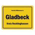 Herzlich willkommen in Gladbeck, Kreis Recklinghausen Metallschild