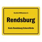 Herzlich willkommen in Rendsburg, Kreis Rendsburg-Eckernförde Metallschild