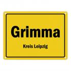 Ortsschild Grimma, Kreis Leipzig Metallschild