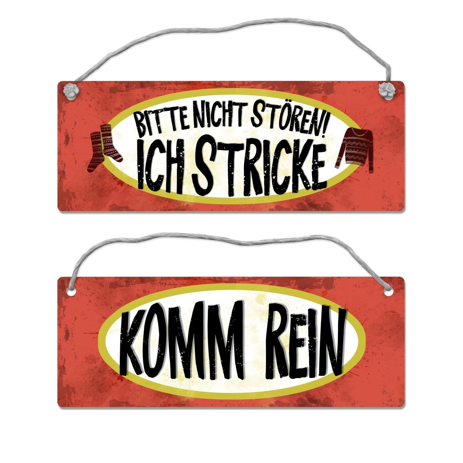 Bitte Nicht Storen Ich Stricke Wendeschild Mit Kordel Bei Trendaffe De