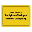 Herzlich willkommen in Bietigheim-Bissingen, Landkreis Ludwigsburg Metallschild