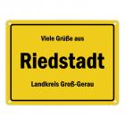 Viele Grüße aus Riedstadt, Landkreis Groß-Gerau Metallschild