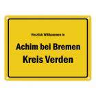 Herzlich willkommen in Achim bei Bremen, Kreis Verden Metallschild