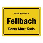 Herzlich willkommen in Fellbach (Württemberg), Rems-Murr-Kreis Metallschild
