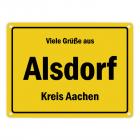 Viele Grüße aus Alsdorf, Rheinland, Kreis Aachen Metallschild
